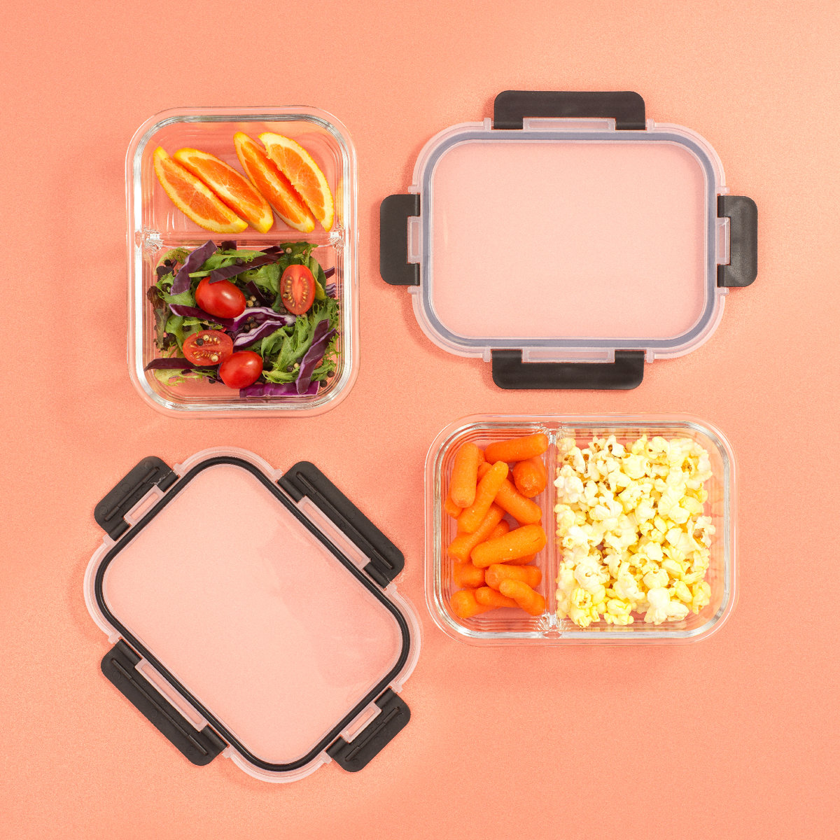 JoyJolt 10-Piece 2-Section Glass Food Storage Container (Set of 5)